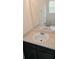 Bathroom features vanity with black cabinets and a white sink at 116 Ventura Trl, Stockbridge, GA 30281