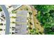 A bird's-eye view reveals the landscaping of a townhome and its private backyard with space to enjoy outdoors at 315 Duval Dr, Alpharetta, GA 30009