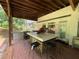 Outdoor porch area with modern bar top and seating perfect for outdoor entertainment at 134 Carolinas Way, Fayetteville, GA 30215