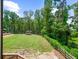 Beautiful backyard features a well-maintained lawn, mature trees, and a distant trampoline at 3640 Pollys Blf, Cumming, GA 30028