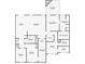 Home floor plan includes kitchen, living room, bedrooms, bathrooms, and a front porch at 3640 Pollys Blf, Cumming, GA 30028