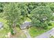 An aerial view of the home with mature trees and a grassy front yard at 96 S Forty Pass S, Hiram, GA 30141
