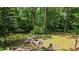 Aerial view of backyard firepit with surrounding wooded area at 1788 River Bluff Vw, Duluth, GA 30097
