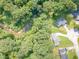 An aerial view shows a creek flowing through properties with homes and wooded areas at 3109 Albatross Ln, Decatur, GA 30034