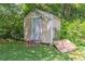 Outdoor shed with side door for lawn equipment storage at 4077 Phils Ct, Tucker, GA 30084