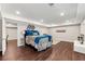 Basement bedroom featuring dark wood flooring, recessed lighting, and neutral walls at 4555 Holliston Rd, Dunwoody, GA 30360
