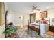 The main bedroom offers a serene retreat with warm paint, carpet flooring and convenient access to the bathroom at 2221 Fairoaks Rd, Decatur, GA 30033