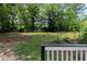 Backyard view from the deck with lush green trees, play structure, and plenty of yard space at 3267 Sunderland Dr, Snellville, GA 30039