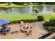 Cozy outdoor firepit area with comfortable seating overlooking a serene lake or pond at 4239 Lower Jersey Rd, Covington, GA 30014