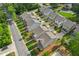 Aerial view of residential neighborhood with townhomes at 4571 Academy St, Acworth, GA 30101