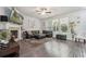 Spacious living room featuring a fireplace, large windows, and a comfortable leather sectional at 404 Arden, Ellenwood, GA 30294