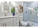 Updated bathroom with walk-in shower, sleek vanity, and modern design at 437 Valley Brook Ne Dr, Atlanta, GA 30342
