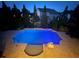 Nighttime image of pool with lighting surrounded by landscaping at 4425 Martel Dr, Cumming, GA 30040