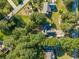 Aerial view of home with spacious yard, mature trees and a long driveway to the garage at 3540 Pilgrim Mill Rd, Cumming, GA 30041
