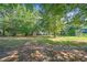 Large backyard with mature trees and a shed is perfect for outdoor activities at 3540 Pilgrim Mill Rd, Cumming, GA 30041