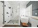 Modern bathroom features a soaking tub, glass-enclosed shower, and stylish fixtures at 214 Harmony Lake Dr, Canton, GA 30115