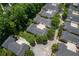 Aerial view of a neighborhood showcasing well-maintained homes with dark roofs and landscaping at 3309 Raes Creek Rd # 13, Marietta, GA 30008