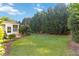 Spacious backyard with healthy green lawn and mature privacy trees at 10050 Lauren Hall Ct, Alpharetta, GA 30022