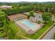Aerial view of community pool, tennis courts, and landscaping; perfect for recreation at 1447 Evanston, Marietta, GA 30062