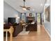 Inviting living room with a brick fireplace, vaulted ceilings, and neutral decor at 15 Miners Pt Se, Acworth, GA 30102