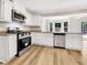 Modern kitchen featuring stainless steel appliances and white cabinetry at 268 Heathrow Dr, Riverdale, GA 30274