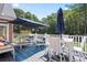 Inviting outdoor deck featuring stylish seating, a dining area, and an umbrella for shade; perfect for relaxation at 4759 Highland Point Dr, Auburn, GA 30011