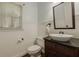 Elegant half bathroom with a vessel sink, classic mirror, and paneled walls at 3275 Cherry Oak Ln, Cumming, GA 30041