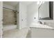 Bathroom with granite countertop and white vanity next to a tub and shower combination at 3275 Cherry Oak Ln, Cumming, GA 30041