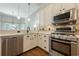 Updated kitchen featuring stainless steel appliances, modern fixtures, and tile backsplash at 3275 Cherry Oak Ln, Cumming, GA 30041
