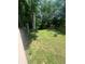 Large, tree-lined backyard with lush green grass and a wooden fence at 2500 Trent Dr, Marietta, GA 30066