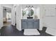 Bathroom vanity with modern vessel sink and tile floor at 2500 Ashbourne Dr, Lawrenceville, GA 30043