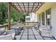 Inviting deck space featuring wicker seating, a covered area, and views of lush, mature trees at 2500 Ashbourne Dr, Lawrenceville, GA 30043