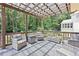 Outdoor deck area features comfortable wicker furniture and a canopy of string lights, ideal for entertaining at 2500 Ashbourne Dr, Lawrenceville, GA 30043