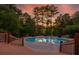 Backyard pool with a serene setting and lush greenery, ideal for relaxation and leisure activities at 3505 Watson Rd, Cumming, GA 30028
