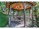 Gazebo with a ceiling fan and outdoor furniture is perfect for entertaining and relaxing at 2160 Kensington Gates Nw Dr, Kennesaw, GA 30152