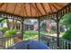 Charming gazebo overlooks a landscaped backyard with a gentle waterfall feature at 2160 Kensington Gates Nw Dr, Kennesaw, GA 30152