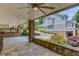 Covered outdoor patio with stone flooring and view of the landscaped backyard at 260 W Peachtree St, Norcross, GA 30071