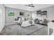 Bright bedroom with grey walls, a cozy bed, and decoratively designed throw pillows at 6607 Forestdale Ln, Douglasville, GA 30135