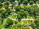 An aerial view shows houses with green trees on a sunny day at 1560 Pontiac Se Pl, Atlanta, GA 30315