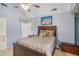 Spacious main bedroom with high ceilings, carpet and a view to the ensuite bathroom at 201 Providence Dr, Dallas, GA 30157