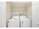 A well-equipped laundry room with a washer, dryer, and wire shelving for extra storage at 1338 Gates Se Dr, Atlanta, GA 30316