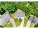 Aerial view of a well-maintained home with a gray roof, surrounded by lush trees and neighboring houses at 1095 Northpoint Trce, Roswell, GA 30076