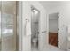 All white bathroom featuring a stall shower, toilet and vanity at 15 Vickwood Court Ne, Marietta, GA 30068