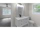 Bright bathroom with a sleek vanity, modern fixtures, and a view to the bedroom at 772 Brookwood Sw Ter, Lilburn, GA 30047