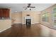 Cozy living room with a fireplace and hardwood floors, perfect for relaxation and entertainment at 1768 Oakbrook Nw Ln # 9, Kennesaw, GA 30152