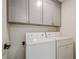 Convenient laundry room with upper cabinets and modern washer and dryer units at 86 Whitlock Sw Sq, Marietta, GA 30064