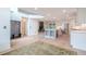 Open-concept with kitchen island, living room, and fireplace at 86 Whitlock Sw Sq, Marietta, GA 30064