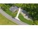 Aerial view of a charming home with a long driveway and beautiful green surroundings at 1480 Bettis Tribble Gap Rd, Cumming, GA 30040