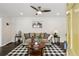 Comfortable living room with stylish decor, a ceiling fan, and hardwood floors at 1617 Columbia Cir, Decatur, GA 30032