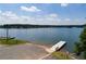 A serene lake view featuring a boat ramp and dock under a partly cloudy sky at 9176 Lakeview Pkwy, Villa Rica, GA 30180